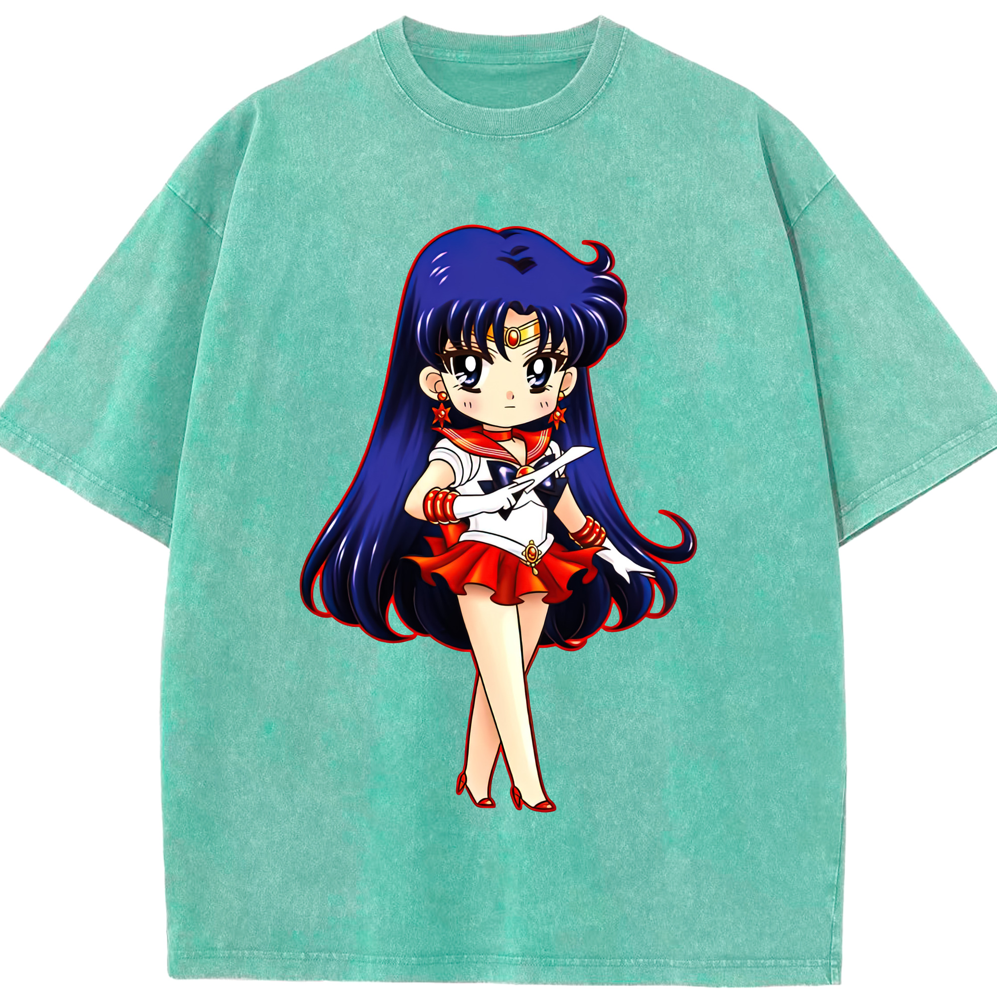 （画像用） 美少女戦士セーラームーン 火野レイ ひの レイ Sailor Moon Hino Rei （セーラーマーズ,Sailor Mars） 綿100% ヴィンテージ風 半袖Tシャツ（フロントプリント）